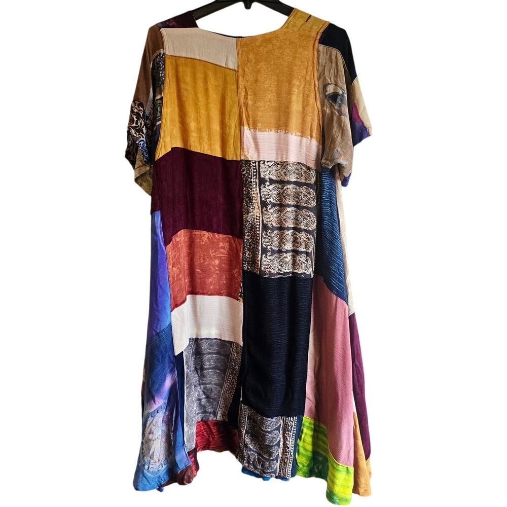 Ok Mike boho lagenlook patchwork dress size os - Picture 2 of 8